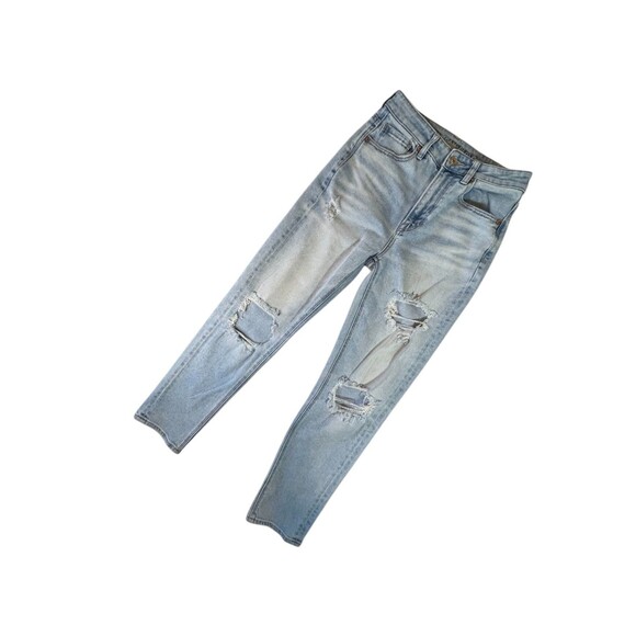 American Eagle Jeans Women 2 High Rise Distressed Mom Straight Stretch (W26 L25) - Picture 5 of 14
